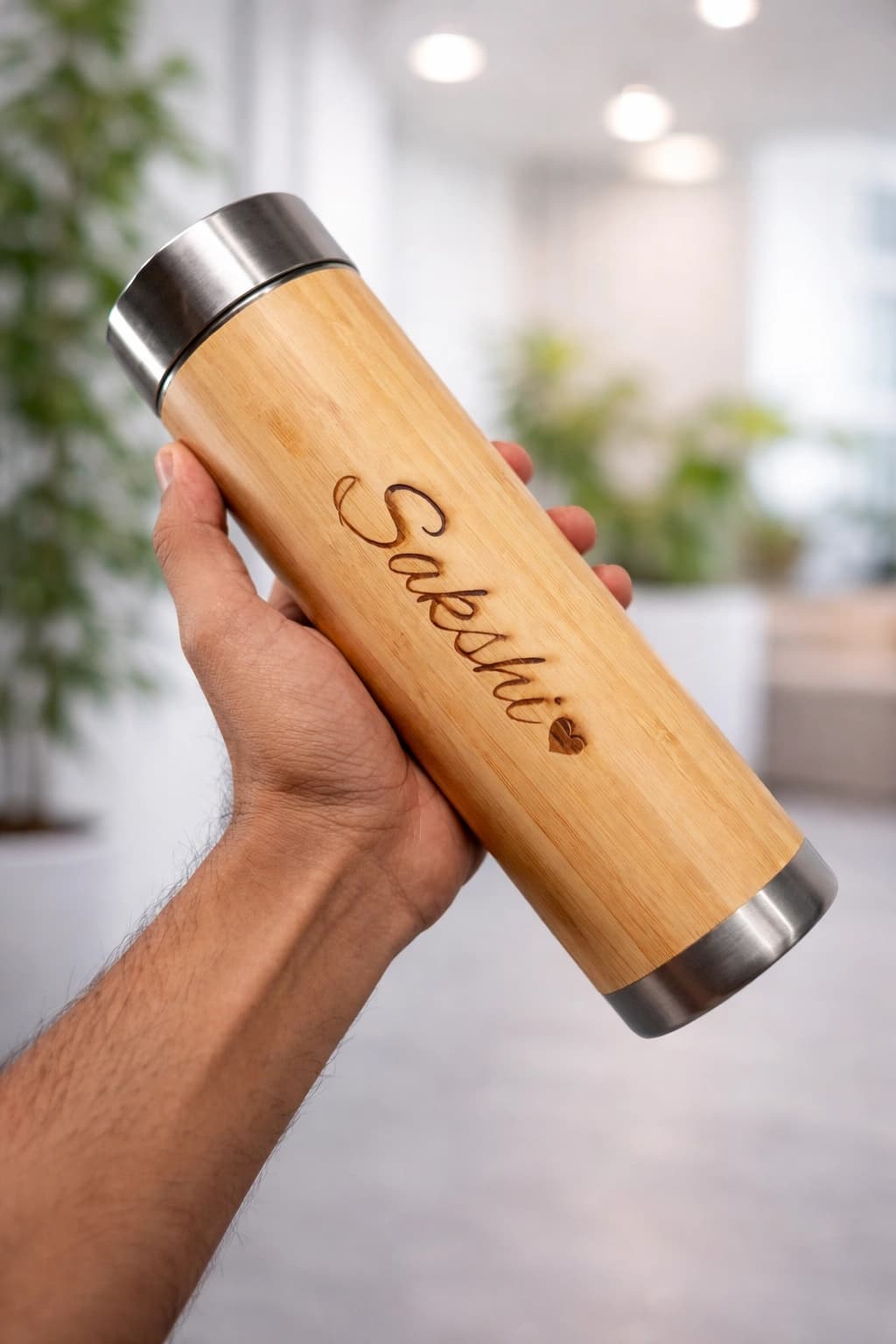 Customized name Bamboo Water Bottle